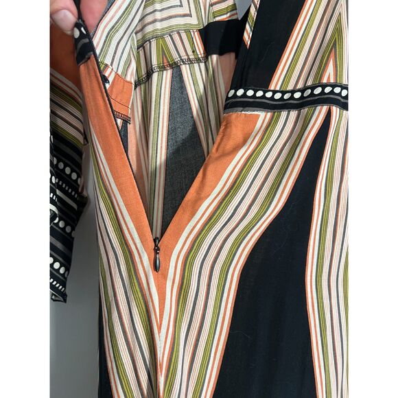 Lulus Montecito Maxi Dress Kimono Sleeves Metro Deep V front & back Hostess Sz M - Picture 12 of 12